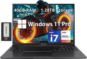 ASUS Vivobook 16" WUXGA Laptop, Intel i7-1255U, 40GB RAM, 1.28TB Storage(1TB SSD+288GB Docking Station Set), Intel Iris Xe Graphics, Numeric Keypad, WiFi 5, Win 11 Pro, Black
