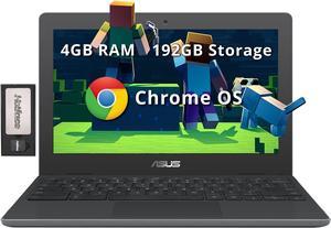 ASUS Chromebook C204 11.6" HD Rugged Chromebook, Intel Celeron N4020 Dual-Core, 4GB RAM, 192GB Storage(32GB eMMC+160GB Docking Station Set), Intel UHD Graphics 600, Wi-Fi, Chrome OS, Dark Gray