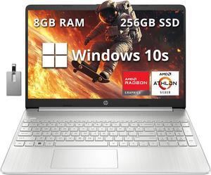 HP 15.6" FHD Laptop Computer, AMD Athlon Silver 3050U, 8GB DDR4 RAM, 256GB SSD, AMD Radeon Graphics, HD Webcam, HDMI, Office 365, Windows 10 S, Silver, 32GB Hotface USB Card