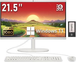 HP 21.5" FHD All-in-One Desktop, Intel Celeron J4025, 4GB RAM, 288GB Storage (128GB SSD + 160GB Docking Station Set), WiFi 6, Windows 11 , Wired Keyboard, Wired Mouse, Cashmere White