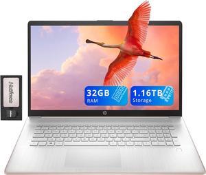 HP 17.3" HD+ BrightView Laptop, Intel Celeron N4120, 32GB RAM, 1.16TB Storage (1TB SSD + 160GB Docking Station Set), Intel UHD Graphics, Full-Size Keyboard, Webcam, Wi-Fi, Windows 11 Home, Rose Gold