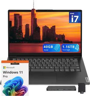 Lenovo V14 14" FHD Business Laptop, Intel i7-13620H, 40GB DDR4 RAM, 1.16TB Storage(1TB SSD+160GB Docking Station Set), Intel UHD Graphics, Wi-Fi 6, 720p HD Camera, Win 11 Pro, Black
