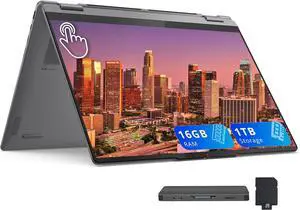 Lenovo Yoga 7i 2-in-1 16" 2K Touchscreen Laptop, Intel Core Ultra 5 226V, 16GB LPDDR5X, 1TB(512GB SSD+512GB Docking Station), Intel Arc Graphics, Backlit Keyboard, Fingerprint, Wi-Fi 7, Win 11, Gray