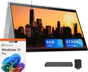 HP Envy x360 2-in-1 13.3" FHD Touch Laptop, Intel i7-1195G7, 8GB RAM, 672GB Storage (512GB SSD+160GB Docking Station Set), Iris Xe Graphics, Backlit Keyboard, Fingerprint, Wi-Fi 6, Win 11 Pro, Silver