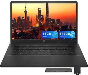 HP 17.3" FHD IPS Business Laptop, Intel i5-1334U, 16GB RAM, 672GB Storage (512GB SSD+160GB Docking Station Set), Intel Graphics, Full-Size Keyboard, Fingerprint Reader, Wi-Fi 6, Windows 11, Black