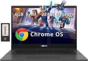 ASUS Chromebook CM1402 14" FHD Anti-Glare Laptop, MediaTek Kompanio 520, 4GB LPDDR4X, 224GB Storage(64GB eMMC+160GB Docking Station Set), HD Webcam, WiFi 6, Bluetooth, Chrome OS, Gray