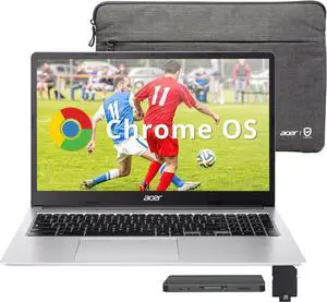acer Chromebook 315 15.6" FHD Laptop, Intel Celeron N4500, 4GB LPDDR4 RAM, 224GB Storage(64GB eMMC+160GB Docking Station Set), Intel UHD Graphics, HD Webcam, Wi-Fi 6, Chrome OS, Silver