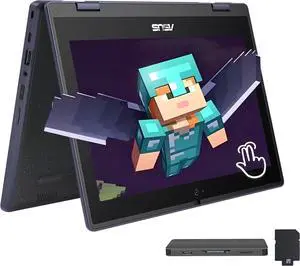ASUS 11.6" HD Touchscreen 2-in-1 Laptop for Students, Intel Celeron N100, UHD Graphics, 4GB RAM, 288GB Storage(128GB SSD+160GB Docking Station Set), Webcam, Wi-Fi 6, Windows 11 Pro, Mineral Gray