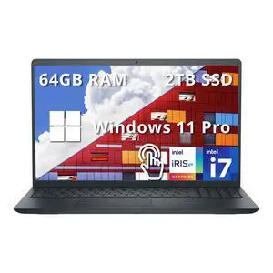 Dell Inspiron 15 3520 15.6" FHD Touch Laptop, Intel i7-1255U, 64GB RAM, 2TB PCIe SSD, Intel Iris Xe Graphics, Num Pad, Camera, WiFi, HDMI, Black, Win 11 Pro