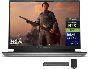Dell Alienware x16 R2 16" FHD 480Hz Gaming Laptop, Intel Ultra 9-185H, 32GB RAM, 2TB SSD, NVIDIA GeForce RTX 4090, Backlit Keyboard, Windows 11 Pro, Lunar Silver, 1TB Docking Station Set