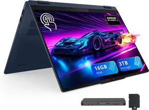Lenovo IdeaPad 5 2-in-1 16" WUXGA Touchscreen Laptop, AMD Ryzen AI 7 350, 16GB RAM, 3TB Storage (2TB SSD+1TB Docking Station), AMD Radeon 860M, Backlit Keyboard, Windows 11 Home, Blue