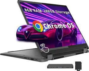 Lenovo IdeaPad Flex 5i 14" WUXGA 2-in-1 Touchscreen Chromebook, Intel i3-1315U, 8GB RAM, 288GB Storage(128GB eMMC+160GB Docking Station), UHD Graphics, Backlit Keyboard, Wi-Fi 6E, Chrome OS, Gray
