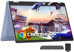 HP Chromebook x360 14" HD Touchscreen Laptop, Intel N200 Processor, 4GB RAM, 288GB Storage(128GB SSD+160GB Docking Station Set), Intel UHD Graphics, Webcam, Bluetooth, Wi-Fi 6, Chrome OS, Blue