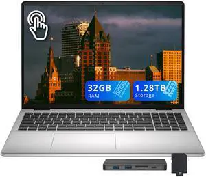 Dell 16'' Full HD+ IPS Touchscreen Laptop, Intel Core i7 150U, 32GB RAM, 1.28TB Storage(1TB SSD + 288GB Docking Station Set), Intel Graphics, Backlit Keyboard, Fingerprint, Win 11, Silver