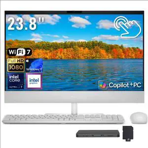 Dell All-in-One AI Desktop, 23.8" FHD Touchscreen Display, Intel Ultra 7-355, 32GB RAM, 3TB Storage (2TB SSD+1TB Docking Station), Intel Graphics, Wireless Keyboard & Mouse, Win 11, White Dell All-in-One AI Desktop, 23.8" FHD Touchscreen Display, Intel Ultra 7-355, 32GB RAM, 3TB Storage (2TB SSD+1TB Docking Station), Intel Graphics, Wireless Keyboard & Mouse, Win 11, White