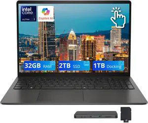 Dell 15 15.6" FHD Touchscreen Laptop, Intel Core Ultra 7 255U, 32GB DDR5, 3TB Storage (2TB SSD+1TB Docking Station Set), Backlit Keyboard, Numeric Keypad, Win 11, Black Dell 15 15.6" FHD Touchscreen Laptop, Intel Core Ultra 7 255U, 32GB DDR5, 3TB Storage (2TB SSD+1TB Docking Station Set), Backlit Keyboard, Numeric Keypad, Win 11, Black