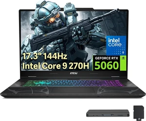 msi Cyborg 17 17.3" FHD 144Hz Gaming Laptop, Intel Core 9-270H, NVIDIA GeForce RTX 5060, 16GB DDR5, 2TB Storage(1TB SSD+1TB Docking Station Set), Backlit Keyboard, WiFi 6E, Win 11, Translucent Black msi Cyborg 17 17.3" FHD 144Hz Gaming Laptop, Intel Core 9-270H, NVIDIA GeForce RTX 5060, 16GB DDR5, 2TB Storage(1TB SSD+1TB Docking Station Set), Backlit Keyboard, WiFi 6E, Win 11, Translucent Black