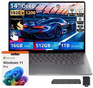 HP 14" OmniBook X Laptop for Work & Creation, Snapdragon X Plus, 16GB LPDDR5X, 1.5TB Storage (512GB SSD+1TB Docking Station), Adreno Graphics, Long Battery Life, Webcam, Windows 11 Pro, Meteor Silver HP 14" OmniBook X Laptop for Work & Creation, Snapdragon X Plus, 16GB LPDDR5X, 1.5TB Storage (512GB SSD+1TB Docking Station), Adreno Graphics, Long Battery Life, Webcam, Windows 11 Pro, Meteor Silver