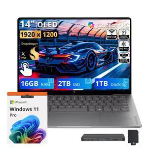 HP 14" OmniBook X Laptop for Work & Creation, Snapdragon X Plus, 16GB LPDDR5X, 3TB Storage (2TB SSD+1TB Docking Station), Adreno Graphics, Long Battery Life, Webcam, Windows 11 Pro, Meteor Silver HP 14" OmniBook X Laptop for Work & Creation, Snapdragon X Plus, 16GB LPDDR5X, 3TB Storage (2TB SSD+1TB Docking Station), Adreno Graphics, Long Battery Life, Webcam, Windows 11 Pro, Meteor Silver