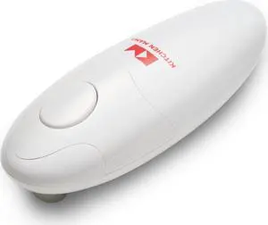 Kitchen Mama Electric Can Opener: Open Your Cans with A Simple Push of Button - Smooth Edge, Food-Safe and Battery Operated Handheld Can Opener(White)