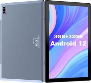 BYYBUO Tablet 10.1 inch Android 12 Tablets, 3GB RAM+32GB ROM, 1920x1200 IPS FHD Display, 7000mAh Battery, 5.0MP+13.0MP Camera, Octa-Core Processor, 2.4G+5G WiFi, Bluetooth, GPS, FM (2024 Gray)
