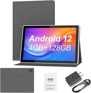 BYYBUO Tablet 10.1 inch Android 12 Tablets, 4GB RAM+128GB ROM, 1920x1200 IPS FHD Display, 7000mAh Battery, 5.0MP+13.0MP Camera, Octa-Core Processor, 2.4G+5G WiFi, Bluetooth, GPS, FM (2024 Gray)