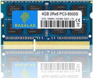 Rasalas PC3-8500S 4GB DDR3 1066MHz Sodimm 2RX8   1.5V CL7 Laptop RAM Memory for iMac Inter Mould