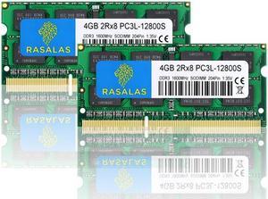 Rasalas 8GB(2X4GB) DDR3 PC3L-12800S DDR3 1600MHz SODIMM RAM 2Rx8 1.35V CL11 Notebook RAM Memory Modules for Intel AMD and Mac Computer