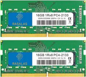Rasalas 32 GB Kit (2 x 16 GB) DDR4 2133 MHz PC4-17000 Non-ECC Unbuffered 1.2 V CL15 1Rx8 PC4-2133P Sing 1 x 16 GB Laptop RAM Upgrade 16GB