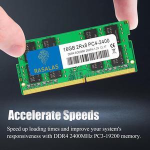 Rasalas 16GB 2RX8 DDR4 2400MHz (DDR4-2400) PC4-19200 (PC4-2400T) Non-ECC Unbuffered 1.2V CL17 2Rx8 Single Rank 260 Pin SO-DIMM Laptop Memory RAM Module Upgrade 1X16GB