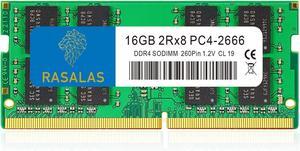 Rasalas 16GB 2RX8 DDR4 2400MHz (DDR4-2400) PC4-19200 (PC4-2400T) Non-ECC Unbuffered 1.2V CL17 2Rx8 Single Rank 260 Pin SO-DIMM Laptop Memory RAM Module Upgrade 1X16GB