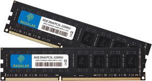 Rasalas 16GB Kit (2x8GB) PC3-12800U DDR3 1600MHz DDR3L 12800U RAM 2Rx8 DDR3L-1600 Udimm CL11 1.35V Desktop Computer Memory Module DIMM RAM