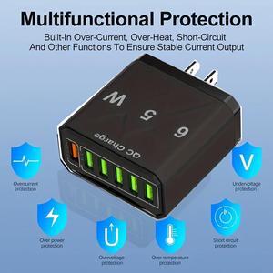 GSHLGAO 3pcs USB Charger Quick Charge 6 usb Fast Charging For IPhone 12 13 Xiaomi Samsung Wall Mobile Phone Charger EU/US/UK Plug