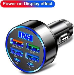 GSHLGAO 3pcs 6-in-1 Multi-Port Car Charger with Voltage Detection, 2PD+3USB+QC3.0 Fast Charge Cigarette Lighter Plug Adapter Compatible with iPhone,Android,Samsung,iPad Pro and More