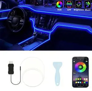 NO. 1pc 196 Inch Interior Car LED Strip Lights with APP Control, RGB 16 Million Colors USB Ambient LED Light Bar, Music Sync Rhythm, Low Noise And Electric Sound LED Light Bar for Car