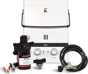 Eccotemp Luxé 1.5 GPM Outdoor Portable Tankless Water Heater w/ EccoFlo Diaphragm 12V Pump and Strainer