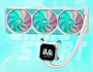 ASUS TX GAMING LC III 360 ARGB LCD Hatsune Miku Edition All-in-one Liquid CPU Cooler With 2.8 LCD, Custom Animation, Asetek Pump, 3x All-in-one RGB fans