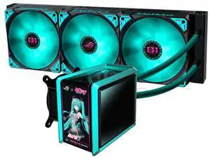 ASUS ROG Ryuo IV SLC 360 ARGB  RO JI x HATSUNE MIKU Edition All-in-one AIO Liquid CPU Cooler with 360mm Radiator, 3D visual effects, curved 6.67'' AMOLED screen and ROG MF 12C ARGB fan