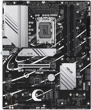 ASUS Prime H770-PLUS D5 Intel H770( 13th and 12th Gen) LGA 1700 ATX motherboard with PCIe 5.0, 3xPCIe 4.0 M.2 slots, DDR5, 2.5Gb LAN, DisplayPort, HDMI, USB 3.2 Gen 2 Type-C, Thunderbolt (USB4) suppo ASUS Prime H770-PLUS D5 Intel H770( 13th and 12th Gen) LGA 1700 ATX motherboard with PCIe 5.0, 3xPCIe 4.0 M.2 slots, DDR5, 2.5Gb LAN, DisplayPort, HDMI, USB 3.2 Gen 2 Type-C, Thunderbolt (USB4) suppo