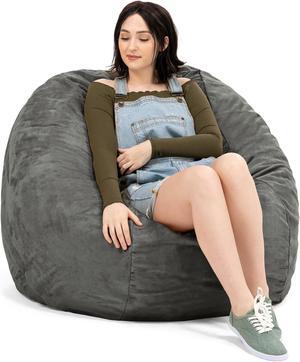 Jaxx Saxx 4 Foot Round Bean Bag w/ Removable Cover, Charcoal