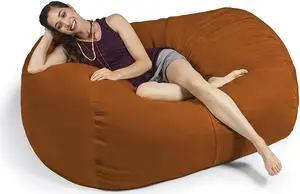 Jaxx 5.5 Foot Lounger Bean Bag Loveseat, Mandarin