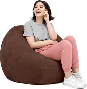 Jaxx Saxx 3 Foot Round Bean Bag w/ Removable Cover, Chocolate