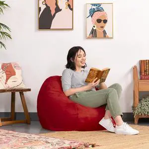 Jaxx Saxx 3 Foot Round Bean Bag w/ Removable Cover, Cinnabar