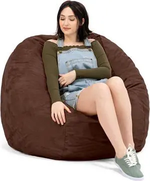 Jaxx Saxx 4 Foot Round Bean Bag w/ Removable Cover, Chocolate
