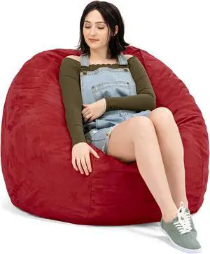 Jaxx Saxx 4 Foot Round Bean Bag w/ Removable Cover, Cinnabar