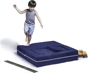 Jaxx Zipline Modular Kids Loveseat & Ottomans, Navy