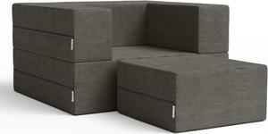 Jaxx Zipline Convertible Sleeper Chair & Ottoman / Twin-Size Bed, Charcoal