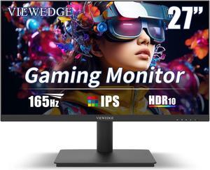 Viewedge 27 Inch Gaming Monitor, IPS 165Hz 1ms QHD Computer Monitor, 2560x1440p,HDR 10, 120% sRGB, Supports 144Hz, Bluelight Filter,Wall Mounted, 2HDMI &1DP Port