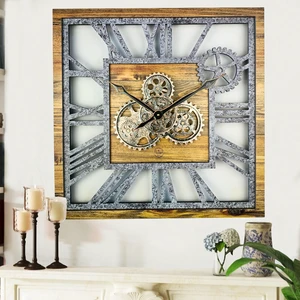AMERICA LINE WALL CLOCK SQUARE 24 INCH WOOD AND STONE AMERICA LINE WALL CLOCK SQUARE 24 INCH WOOD AND STONE