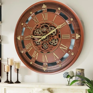 BELGIUM LINE WALL CLOCK ROUND 26 INCH BROWN BELGIUM LINE WALL CLOCK ROUND 26 INCH BROWN